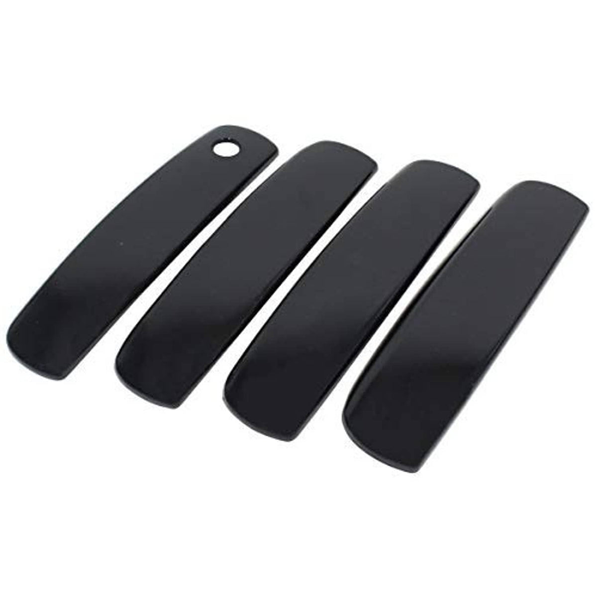 Set of four black curved rectangular trim pieces with mounting holes