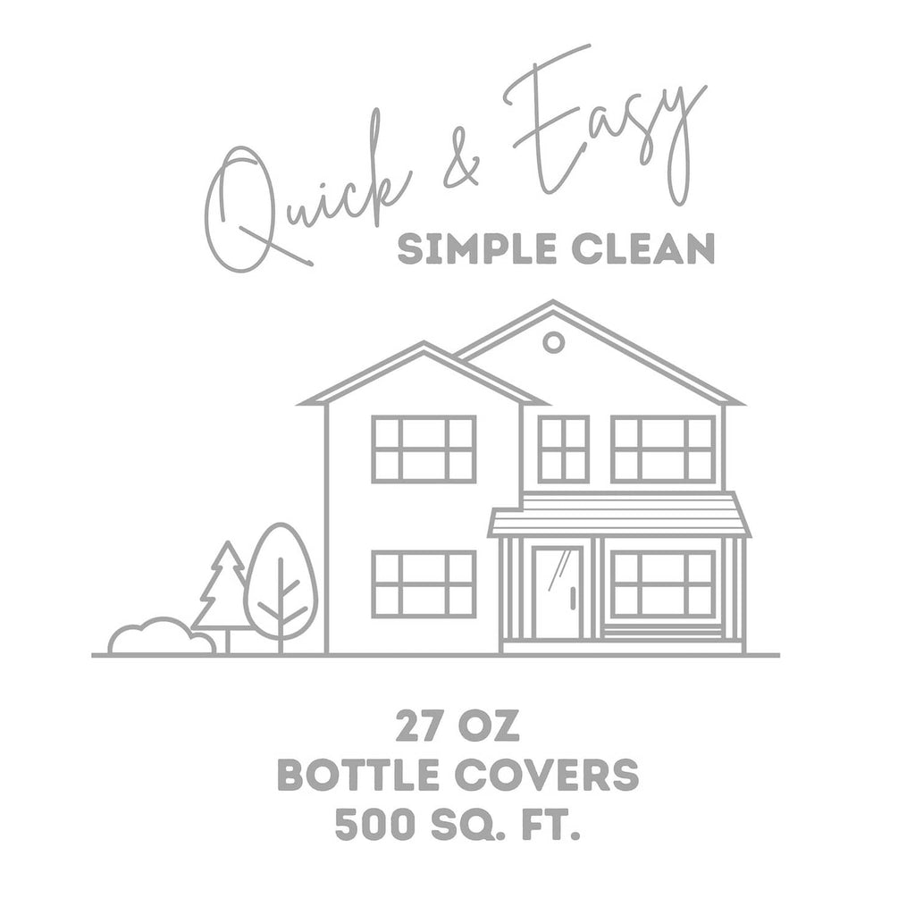 Quick Shine simple clean 27 oz bottle covers 500 sq ft text on house graphic