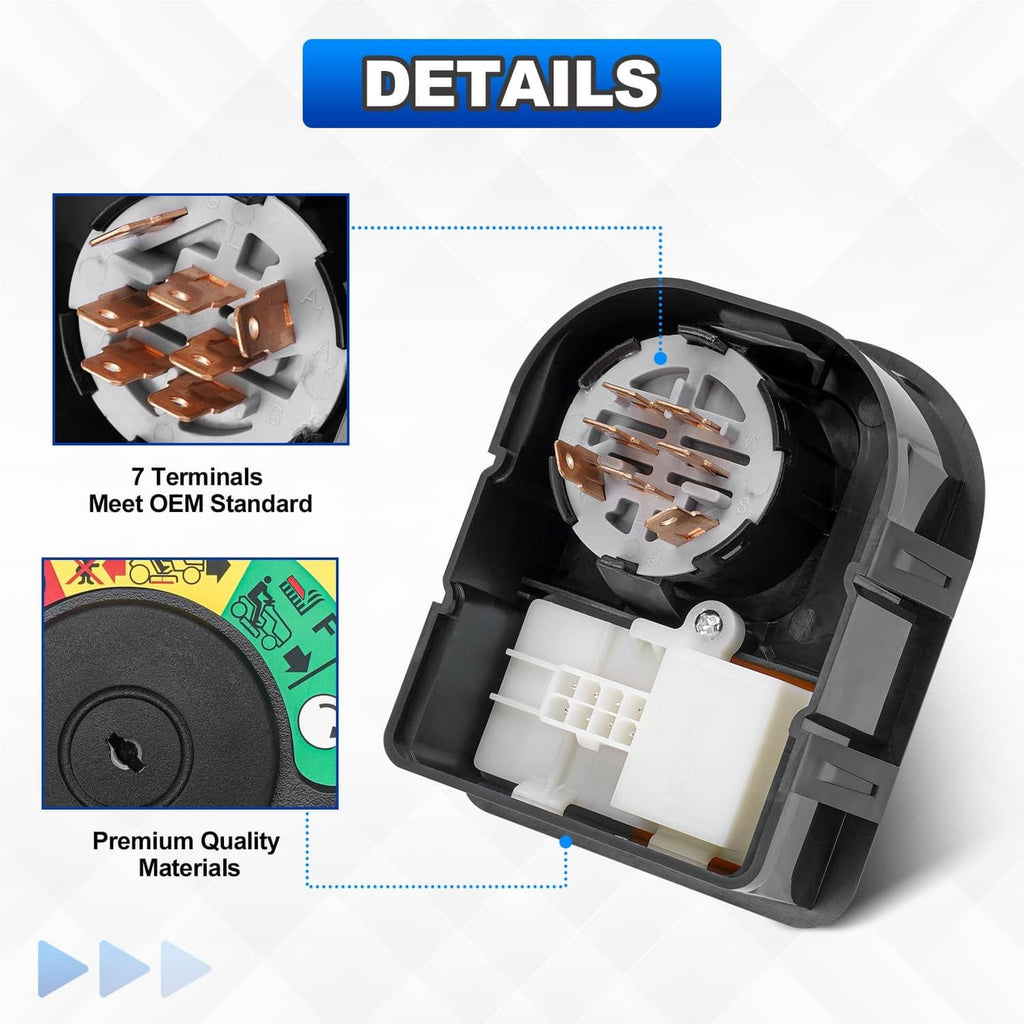Ignition switch module with 7-terminal connector and copper contact pins