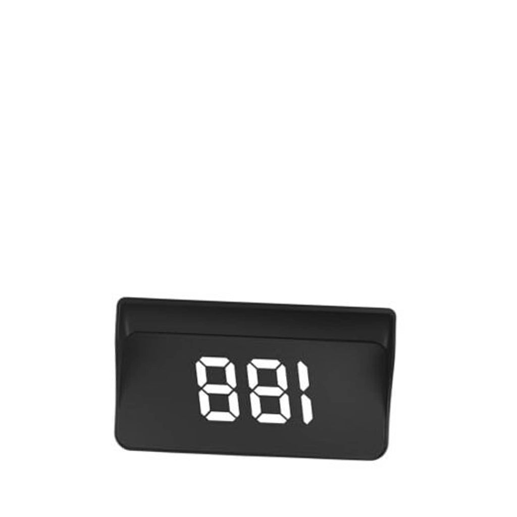 Car HUD display with large white segmented digits on dark rectangular panel