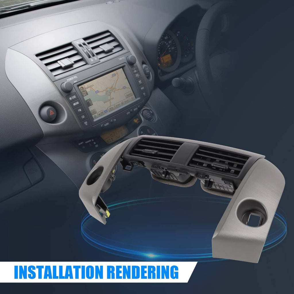 Center dash A/C vent trim cover installed, showing twin grille openings in dashboard