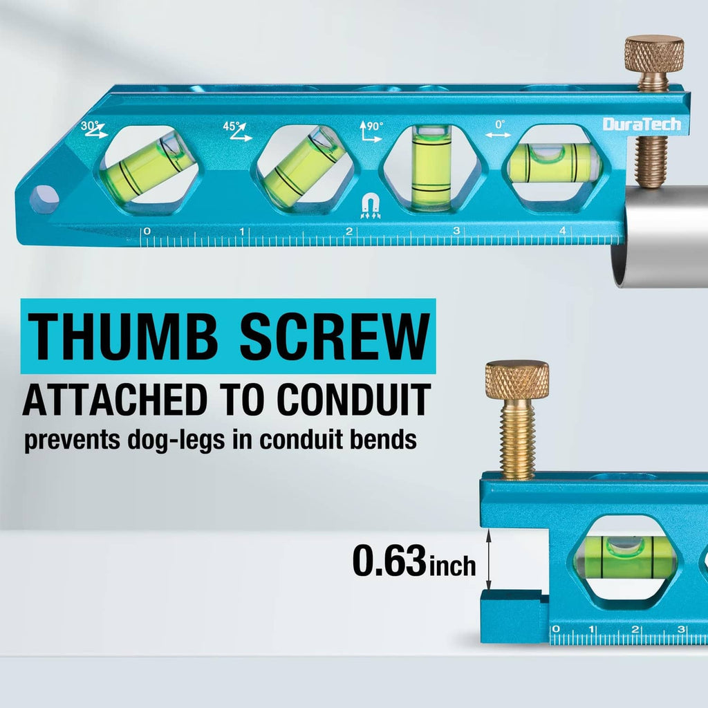 DURATECH torpedo level with thumb screw for conduit attachment and built-in magnet mount