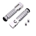 Silver folding foot peg pair with textured grips and screws included