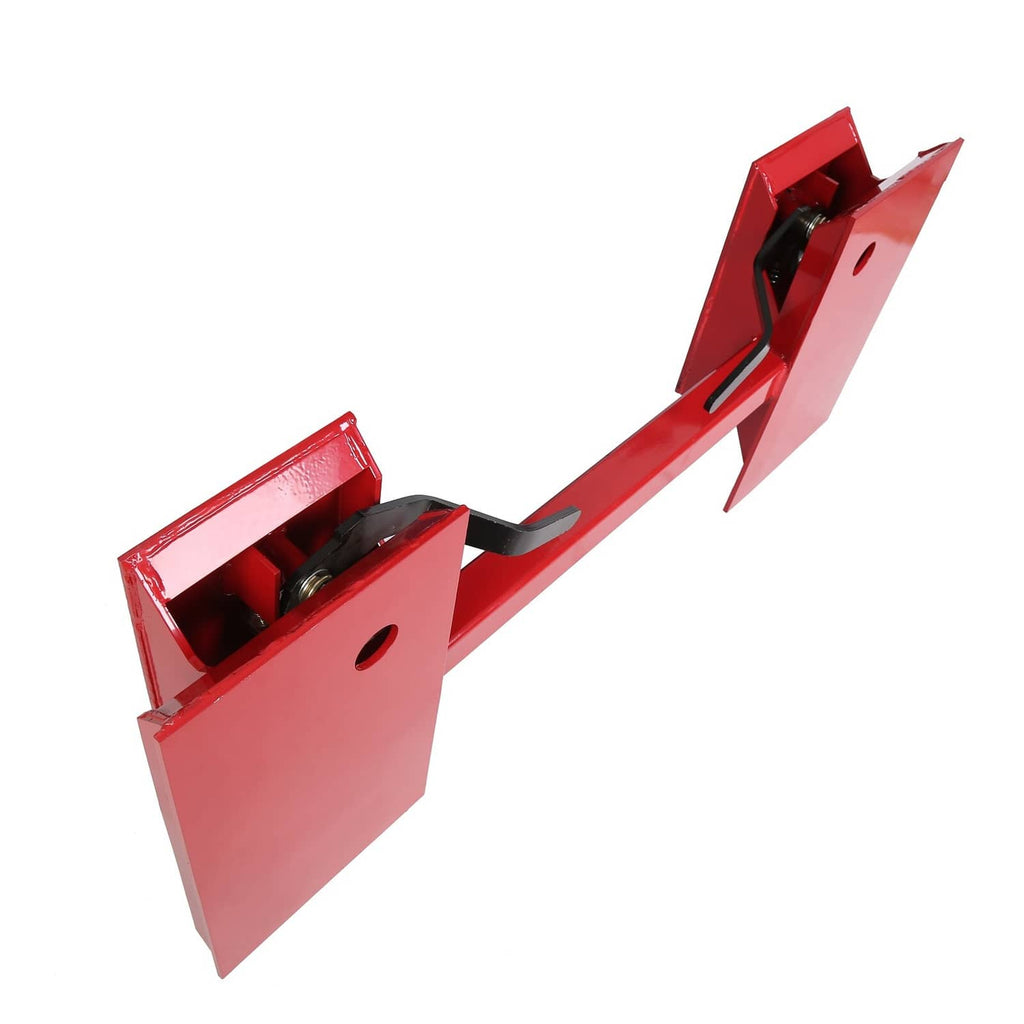 Red quick-attach adapter plate with black latch bar and open mounting pocket