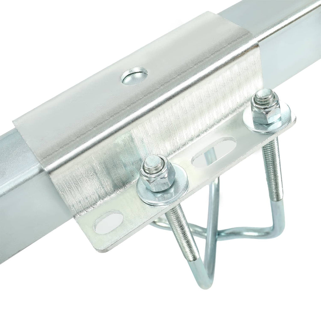 Galvanized boat trailer guide rail with metal bracket and bolt hardware
