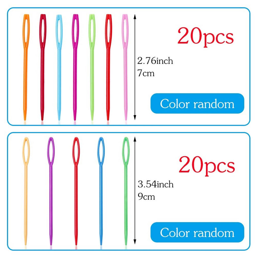 Plastic lacing needle set, colorful large-eye and lace needles in two sizes, 40 pcs