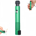 3-in-1 rotary network cable stripper with green body and black end cap, wires ready