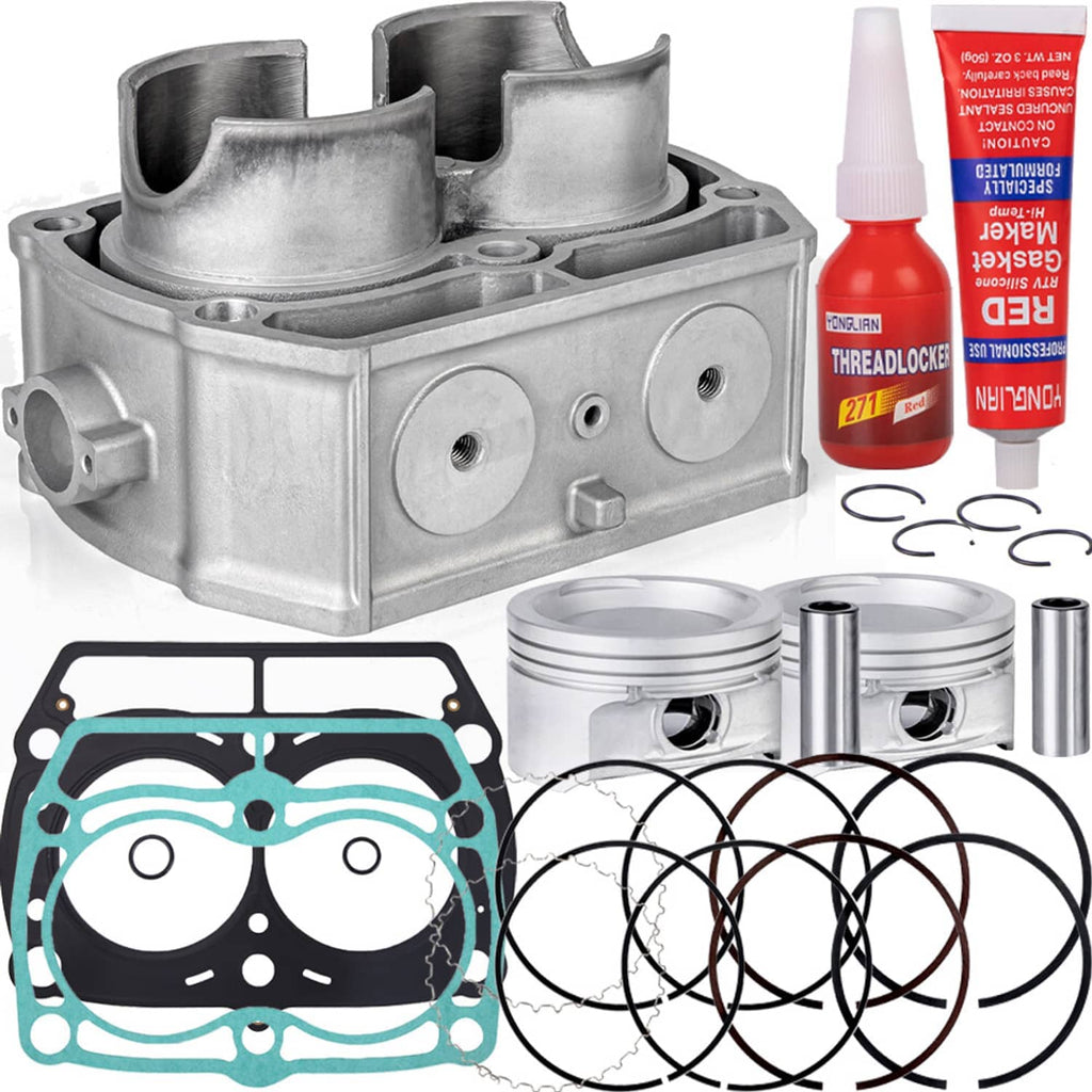 Cylinder head assembly with pistons, piston rings, and gasket set