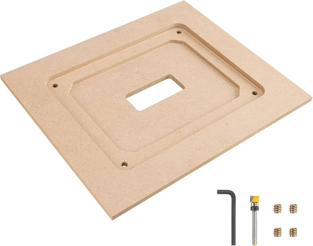 MDF router table insert plate routing template with rectangular center cutout