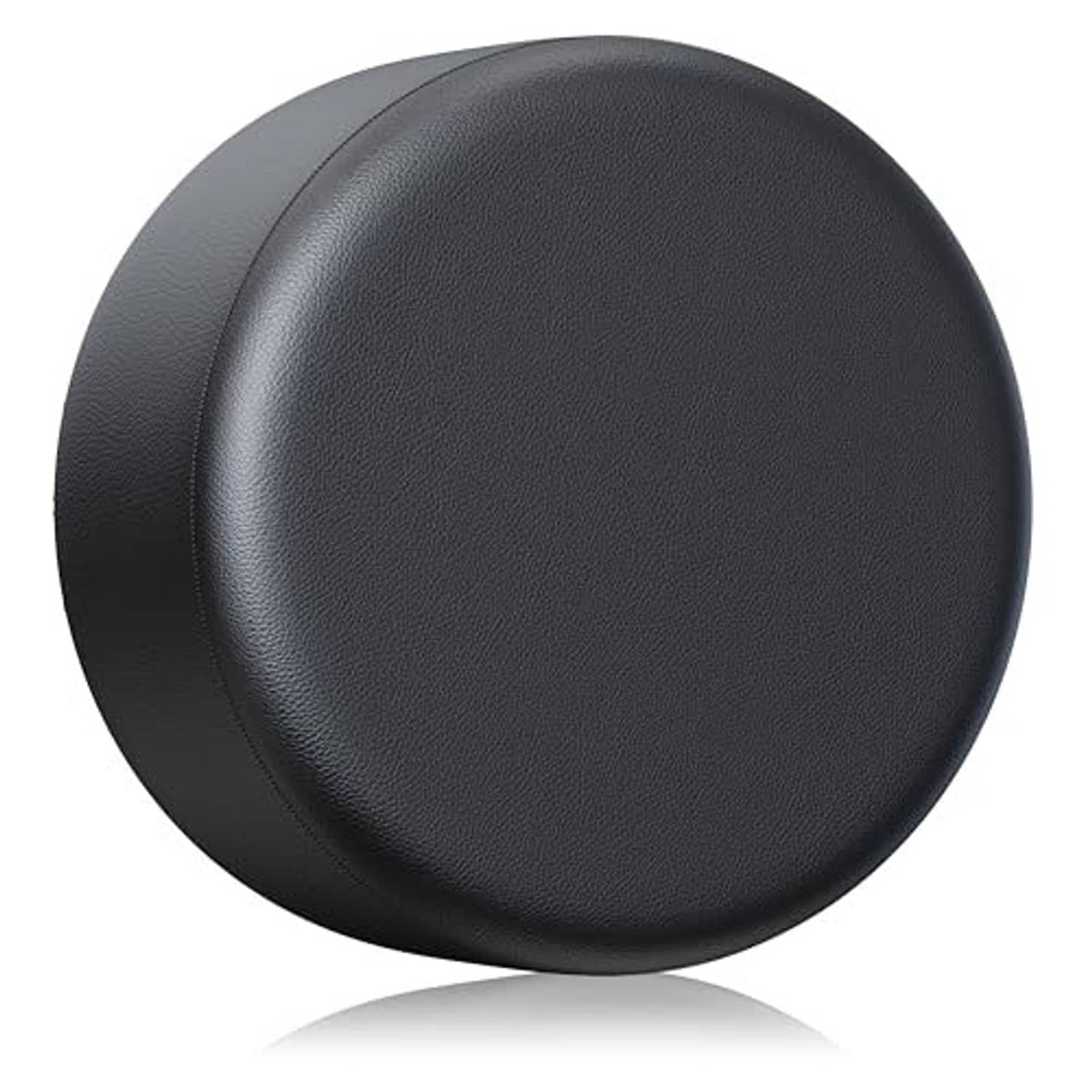 Black round spare tire cover with textured surface, smooth outer protective cap