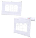 White canopy sidewall panel with clear three-arched window grid and tie-down points