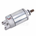 Starter motor with mounting bracket and copper pinion shaft, silver metal body