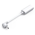 USB-C to DC barrel plug adapter with white cable and silver DC connector ends