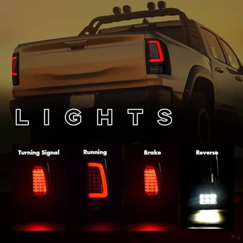 Rear taillight showing multiple red LED functions and white reverse LEDs