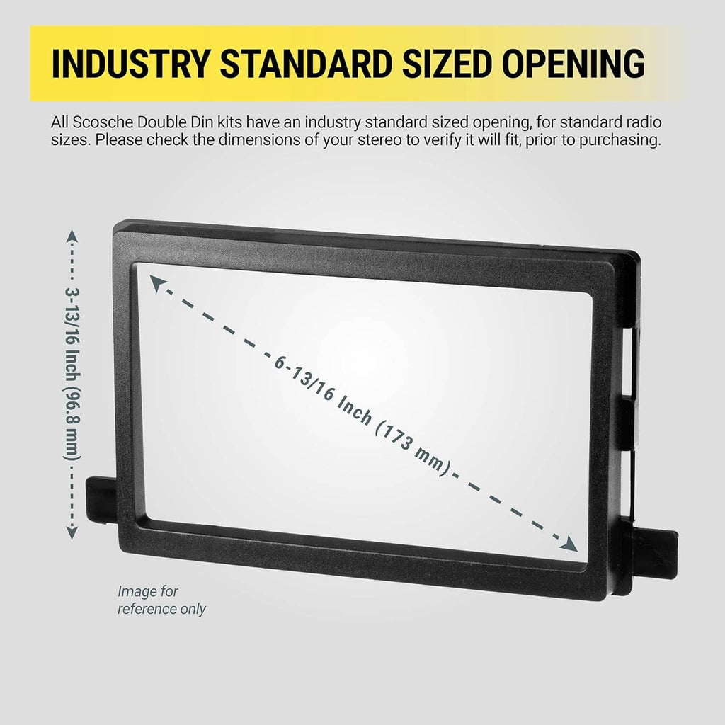 Double DIN opening size diagram for FD1428B dash kit, shows rectangular dimensions