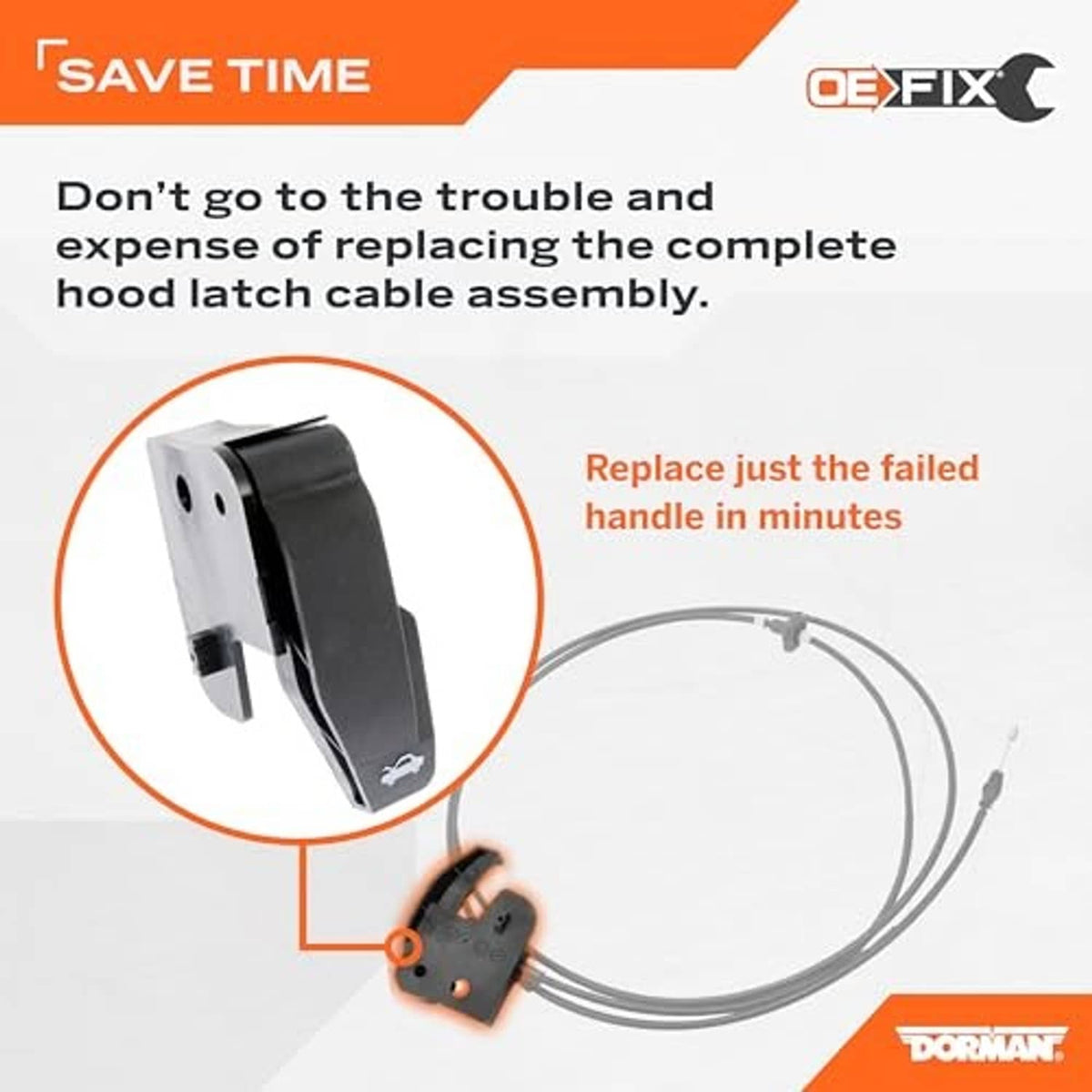 Black hood release handle replacement with cable assembly illustration