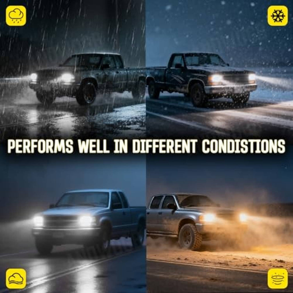 LED headlight bulbs in protective packaging style for different driving conditions