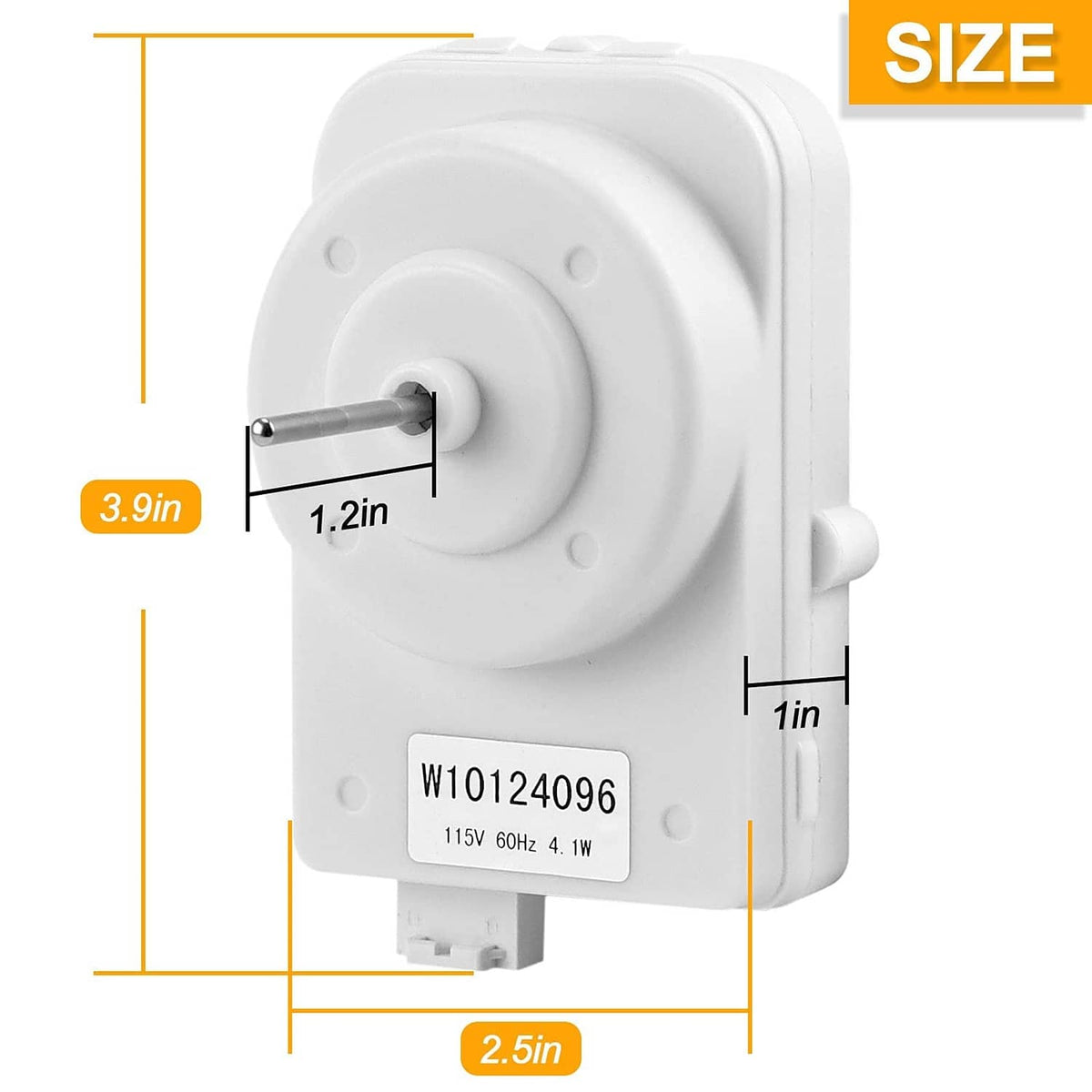 Condenser fan motor with mounting tabs and label on front housing