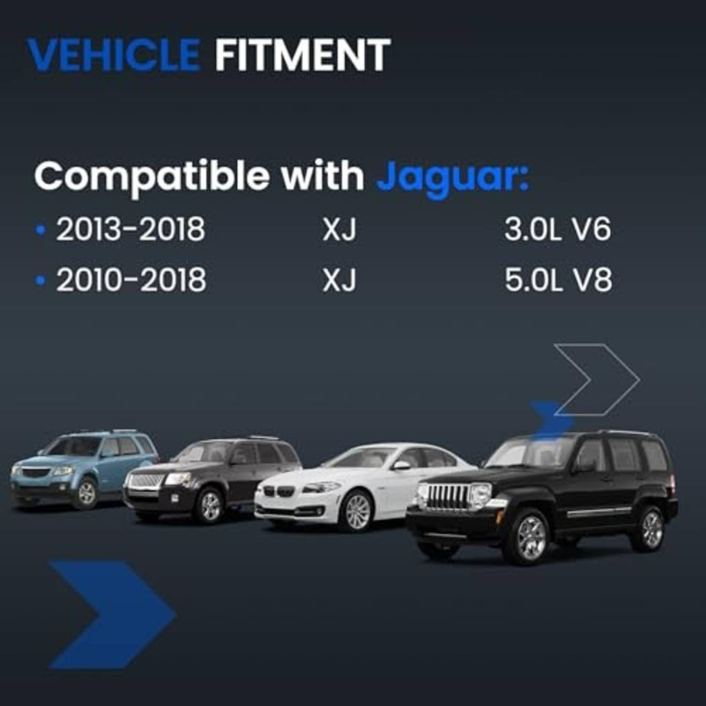Vehicle fitment graphic for coolant reservoir replacement compatible with Jaguar models