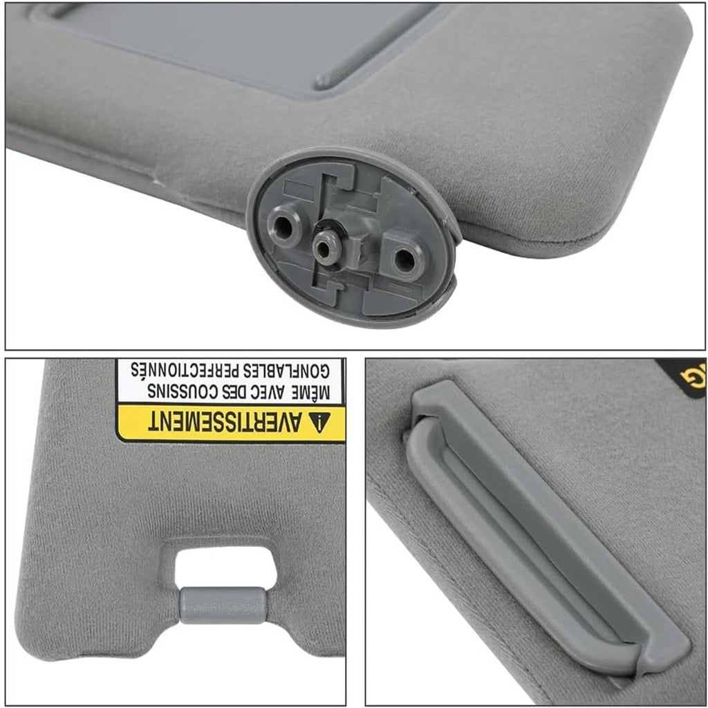 Gray sun visor underside detail with mounting base and plastic connector