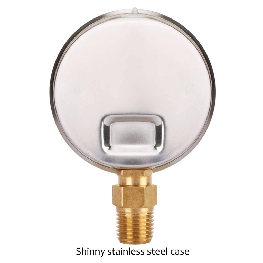 Stainless steel case pressure gauge with brass male threaded adapter