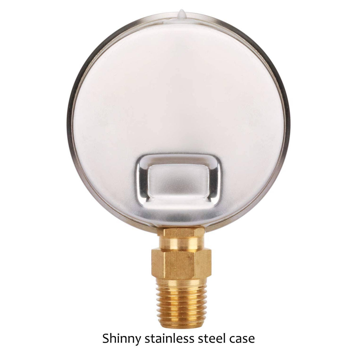Stainless steel case pressure gauge with brass male threaded adapter