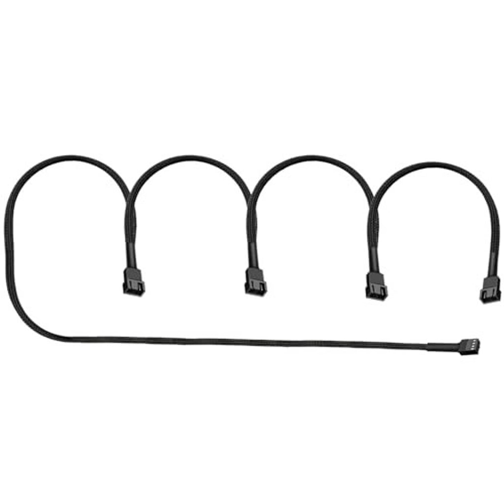 4-pin PWM fan splitter cable with four black connectors along one extended cable