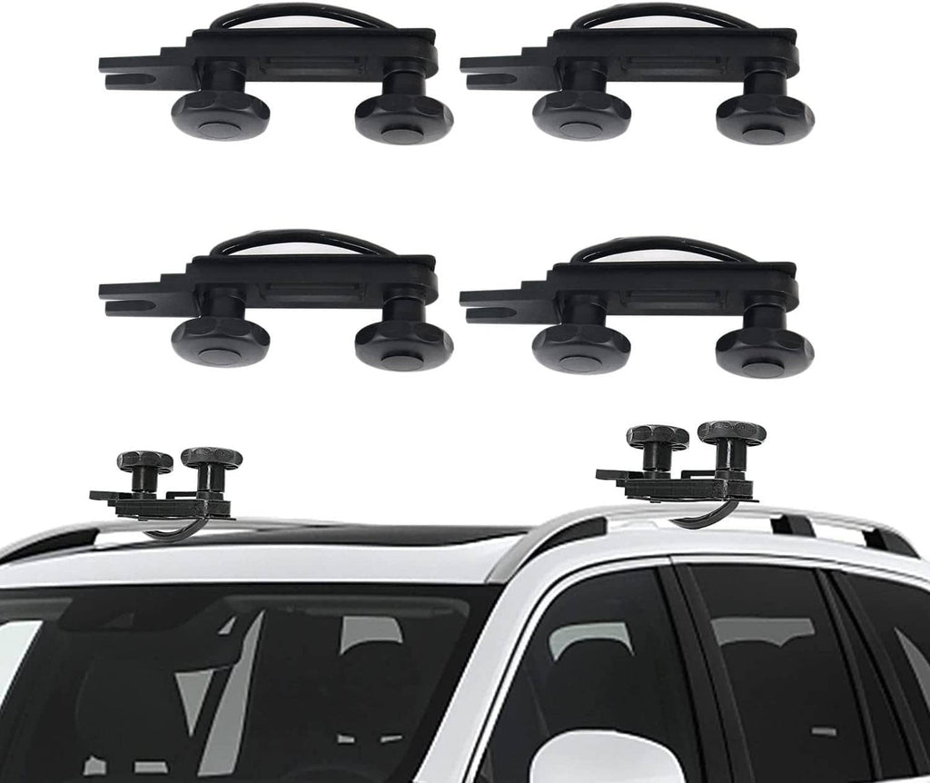 Black roof box U-bolt clamps, four-piece set with curved U hooks and pads