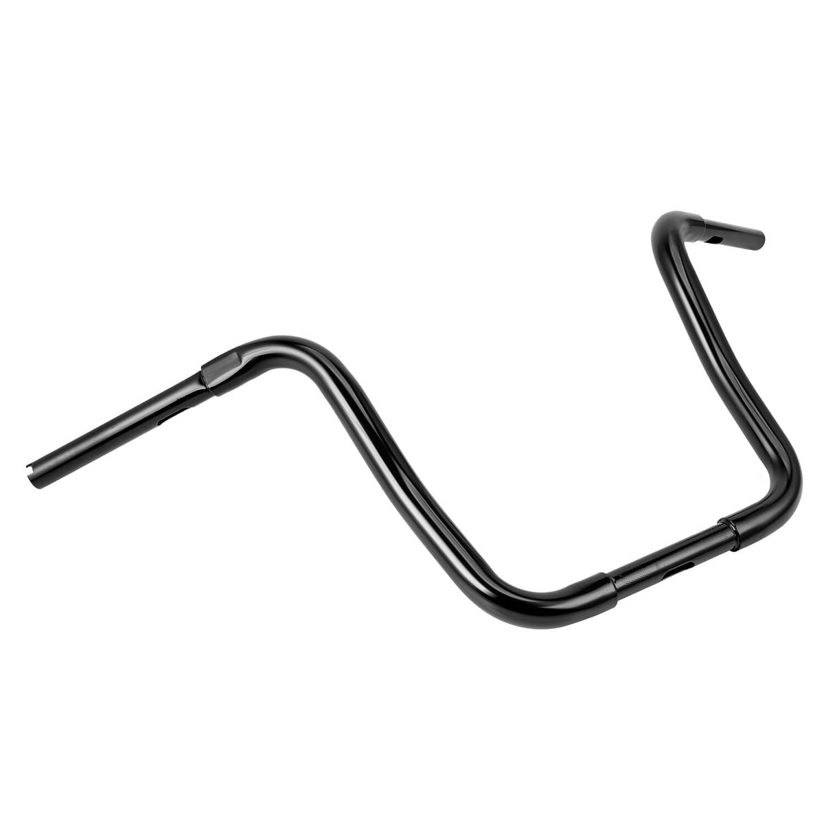 Black ape hanger handlebar with smooth curved bends and mounting sections