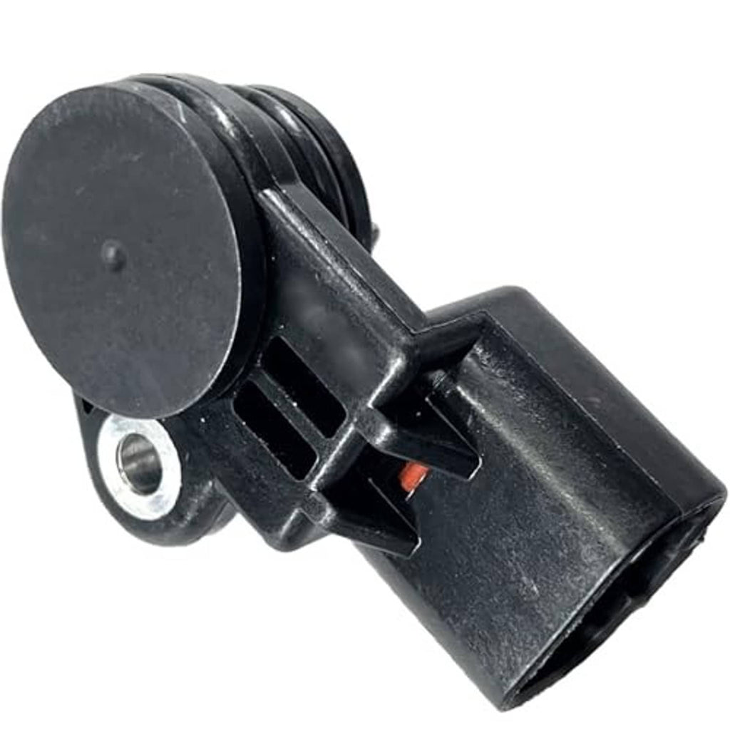 Camshaft position sensor angled view with black housing and round sensor end cap