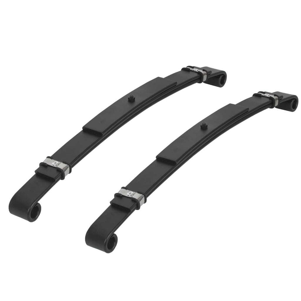 Black heavy-duty rear leaf springs, two-piece with steel brackets and mounts