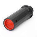 Black compressor piston valve with red end cap and side hole