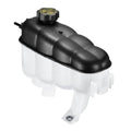 Engine coolant expansion reservoir overflow tank, black cap, translucent white reservoir