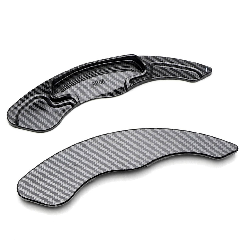Carbon fiber-style steering wheel paddle shift covers, light carbon weave, pair