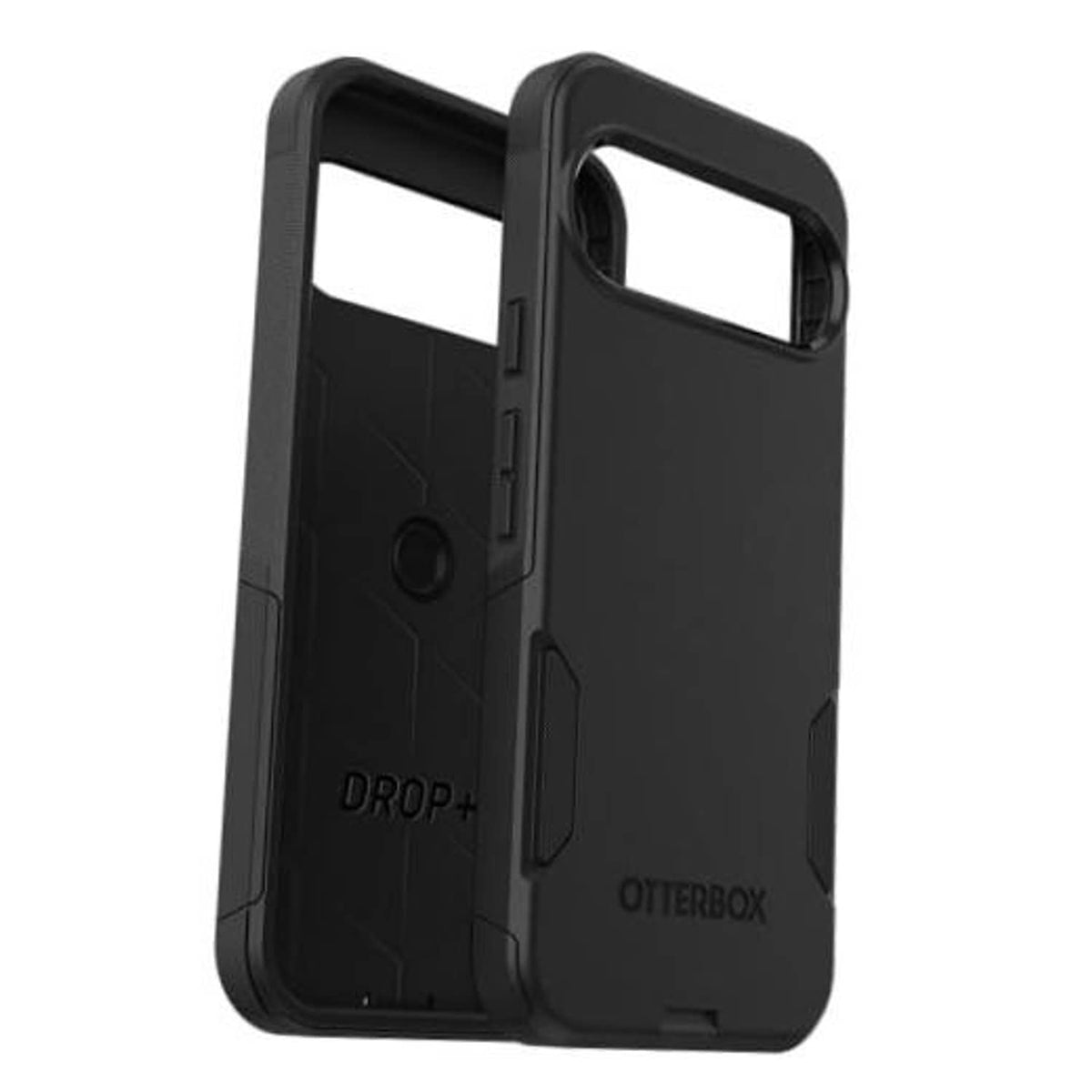 Black OtterBox commuter case with raised camera cutout and Drop+ protection