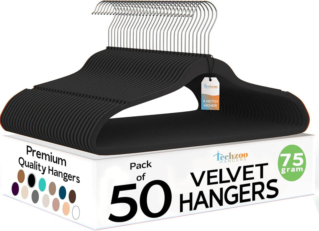 50-pack black velvet non-slip hangers, ultra-thin felt adult hangers