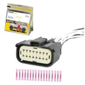 Headlight connector socket with beige 16-pin plug and white wires, with pink terminal pins