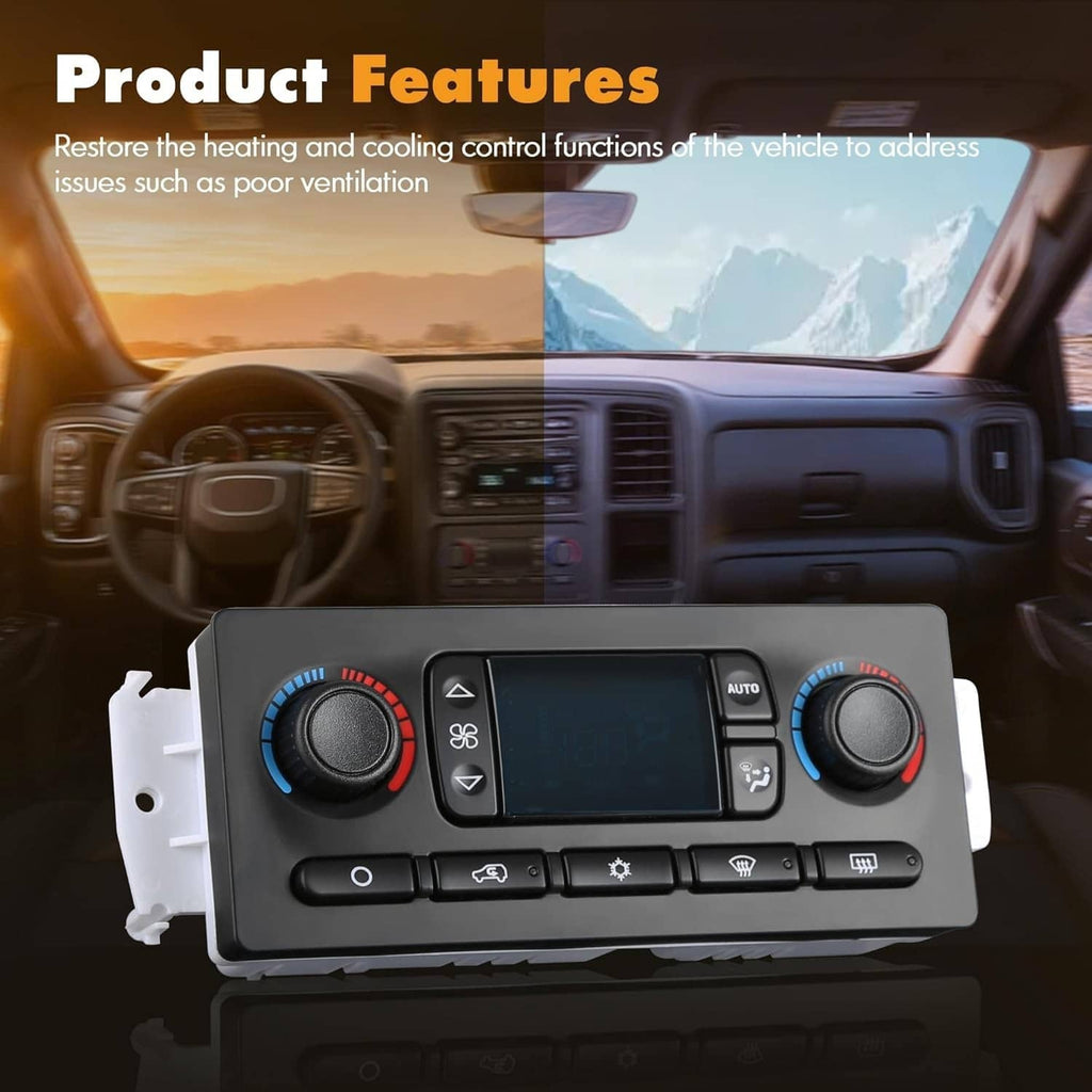 AC climate control module installed view with screen, knobs, and control buttons