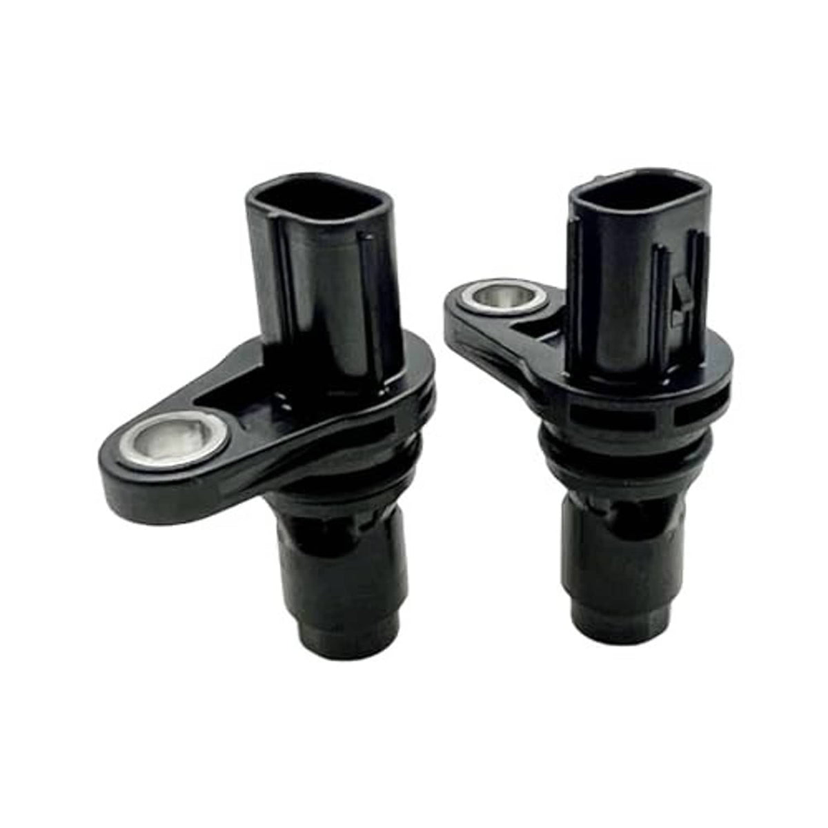 2-pack camshaft position sensors, black plastic bodies with side metal eyelets