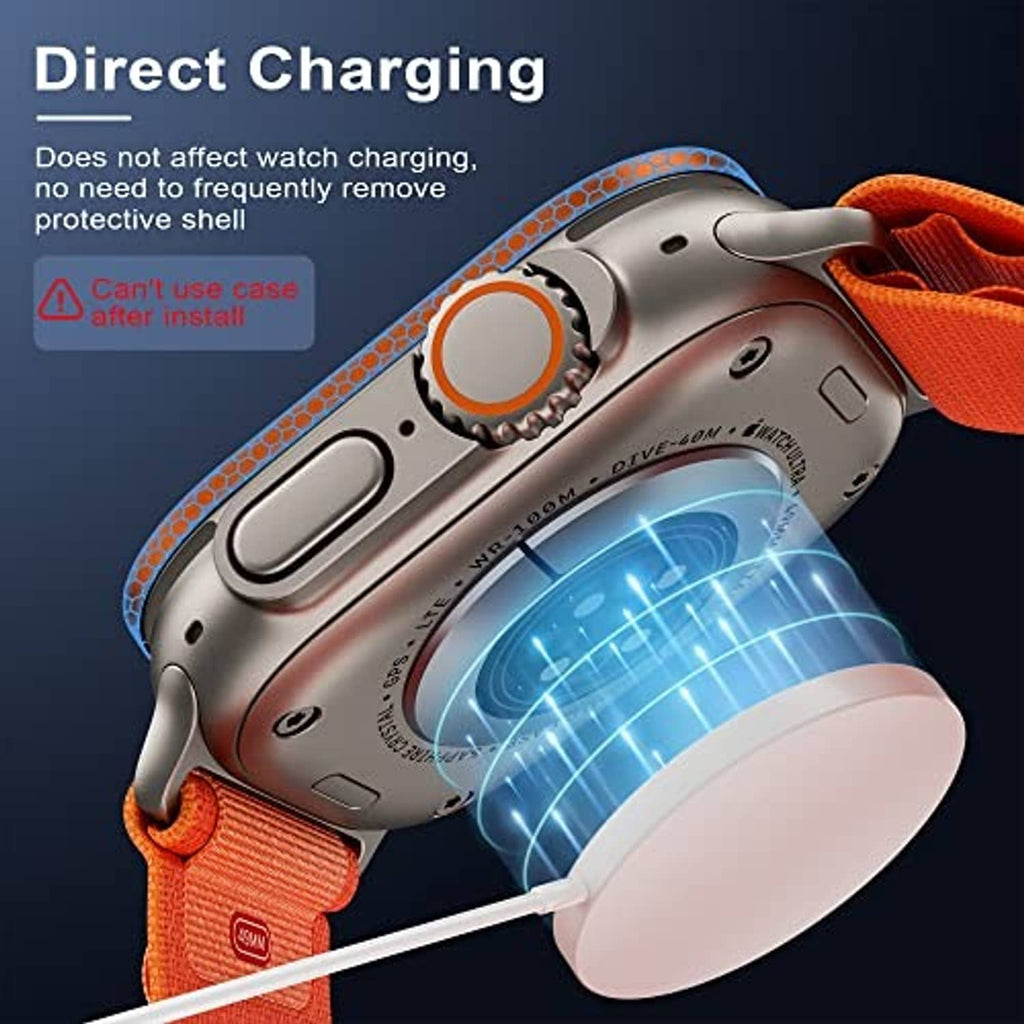 Orange Apple Watch Ultra case, showing charging access without removing cover