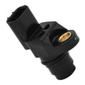 Black camshaft position sensor with gold electrical contact ring and connector housing