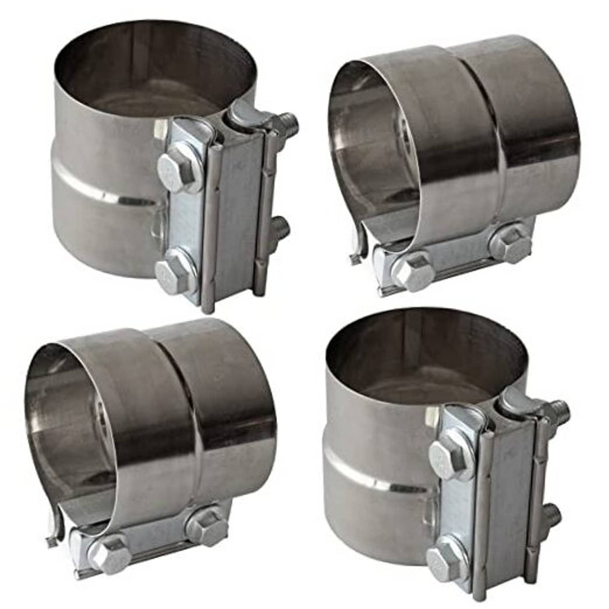 304 stainless exhaust band clamp set with lap joint, 3-inch diameter metal bands