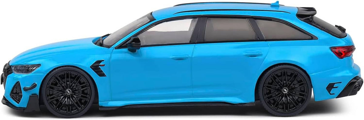 Blue ABT-tuned Audi RS6 die-cast model car, side profile view from the other angle