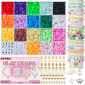Clay beads bracelet making kit with colorful beads, charms, and letter beads