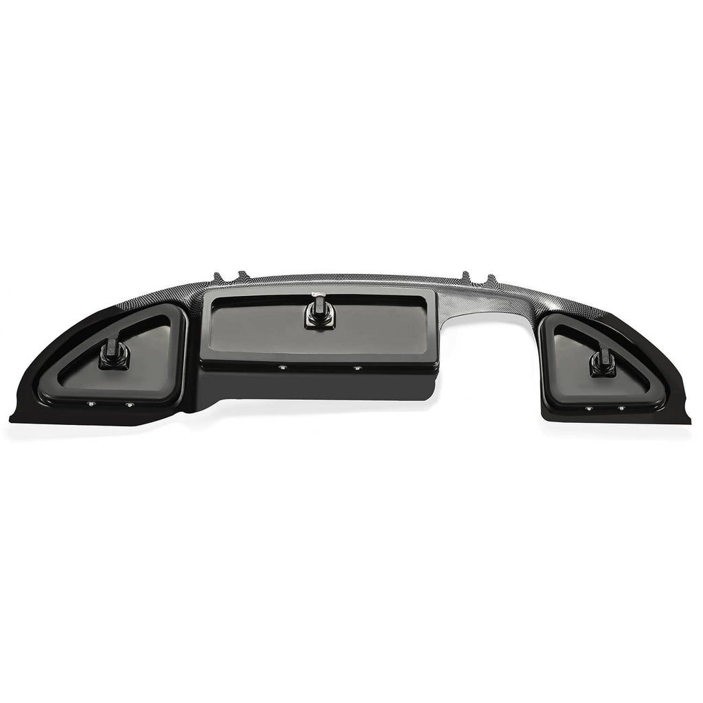 Golf cart dash locking door with carbon fiber-look trim, black panels and side vents