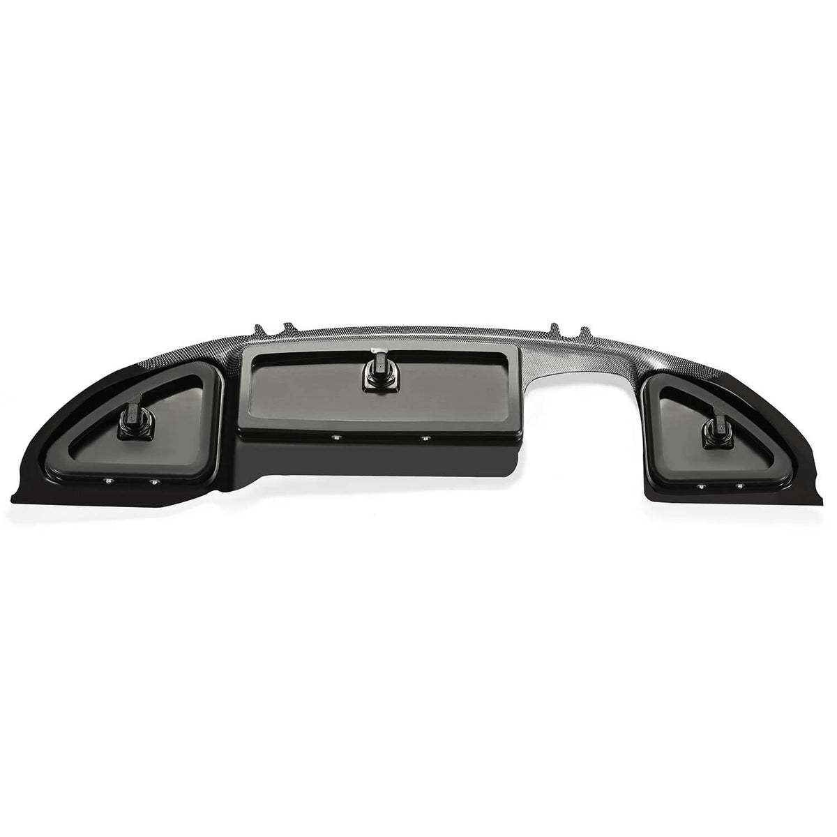 Golf cart dash locking door with carbon fiber-look trim, black panels and side vents