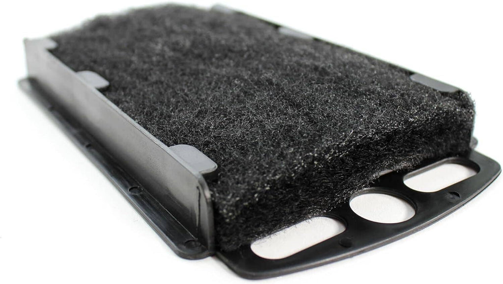 Black filter sponge pad with corner tabs and circular cutout openings