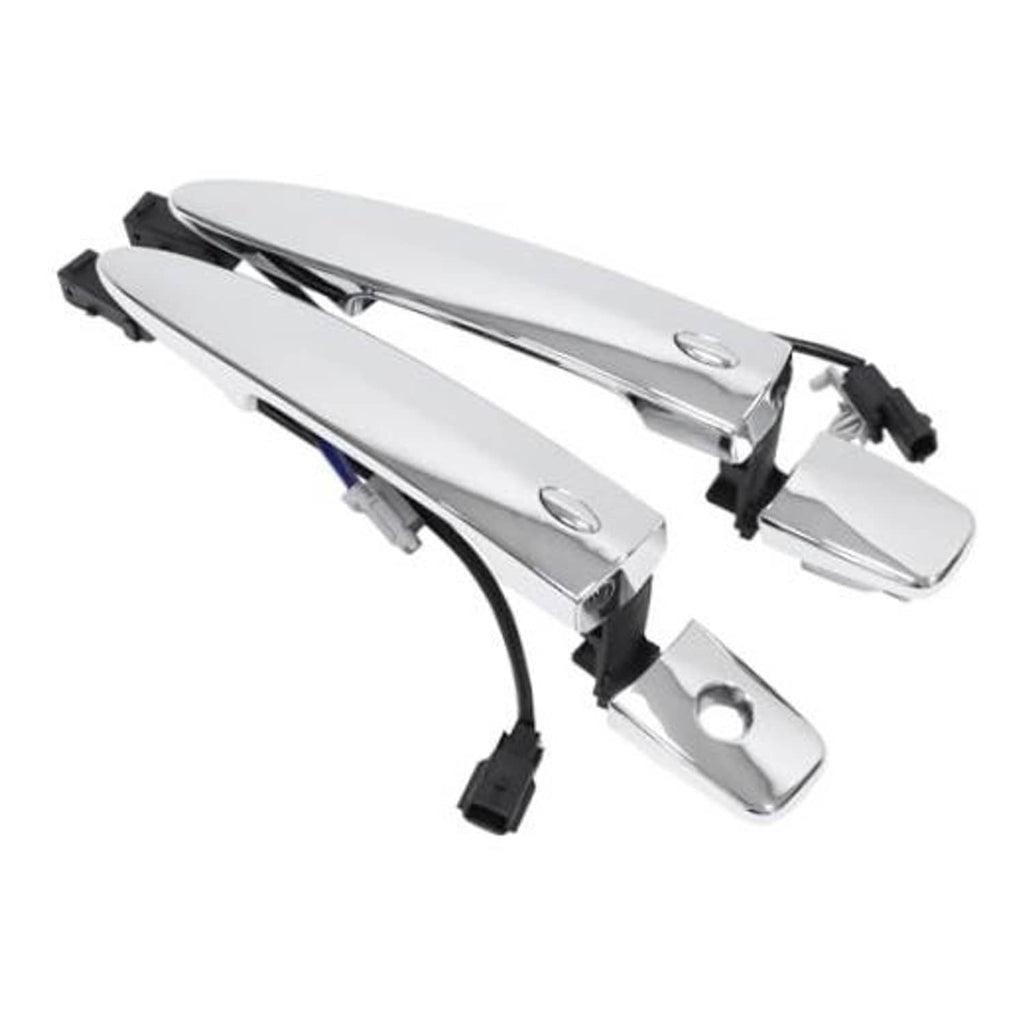 Chrome exterior door handle set with smart keyless entry and sensor components