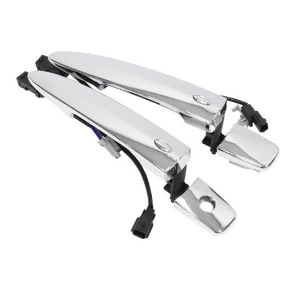 Chrome exterior door handle set with smart keyless entry and sensor components