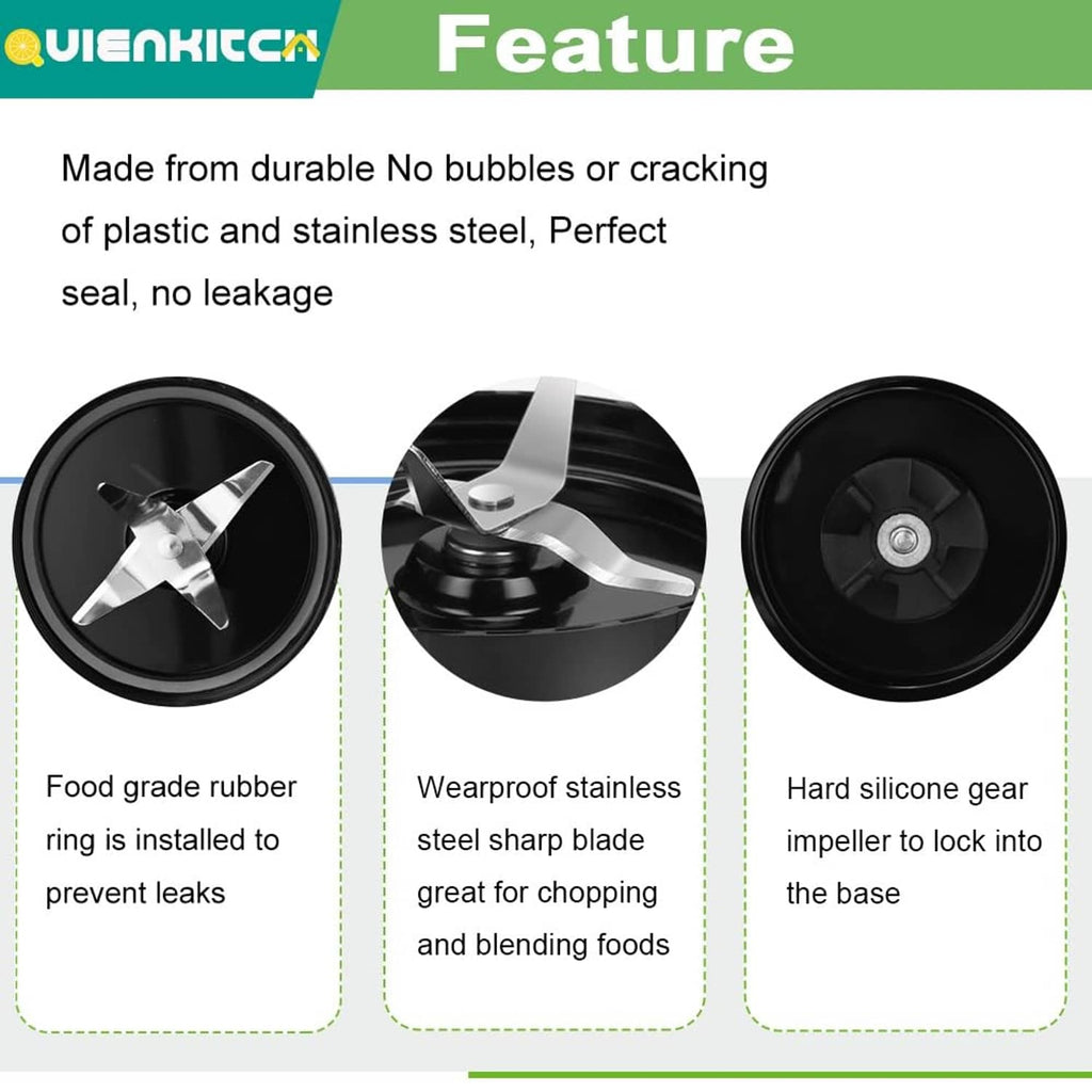 Replacement blender cross blades, stainless blades and silicone ring for secure fit